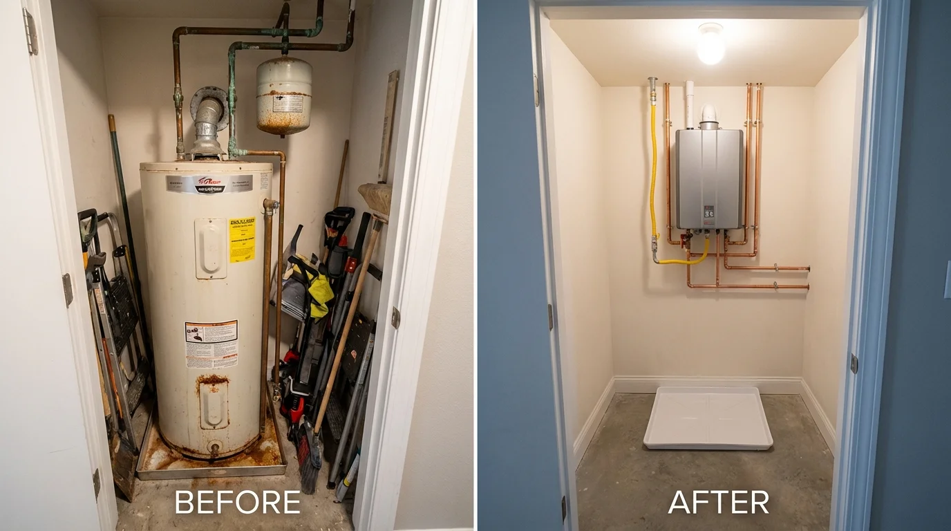 Tank water heater versus wall-mounted tankless unit comparison for Union, WV homeowners
